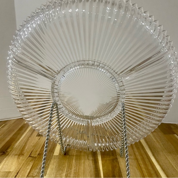 Vintage Mikasa Diamond Fire Round Divided Relish 4 Part Clear Crystal - Picture 2 of 14